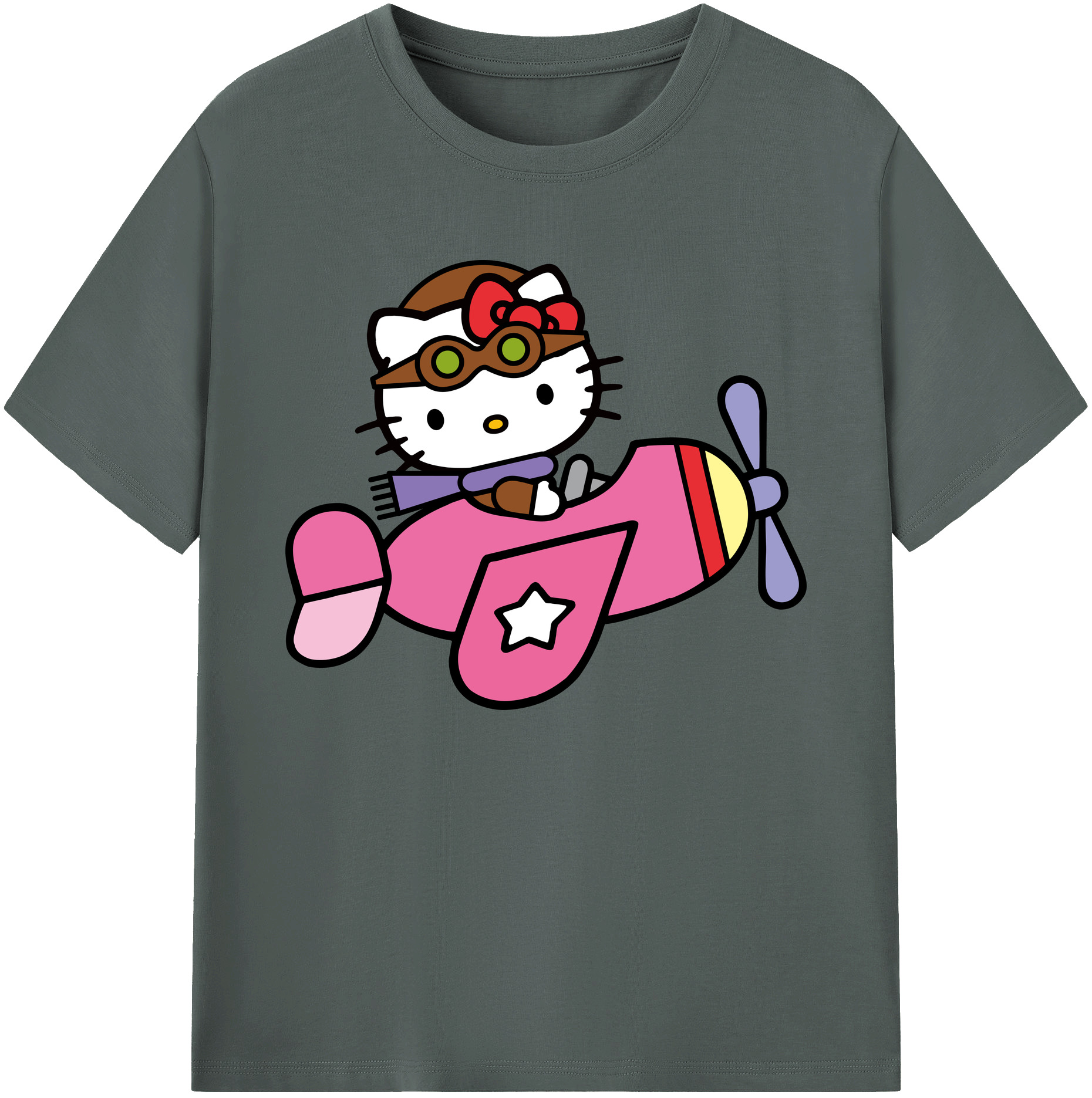 （画像用） Hello Kitty ハローキティ 綿100％ メンズ半袖Tシャツ｜肌触りやわらか＆通気性